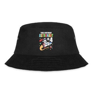 Space Birthday 4 Astronaut Planeten Raketenschiff - Bucket Hat - Schwarz - Vorne - Lela (165cm)