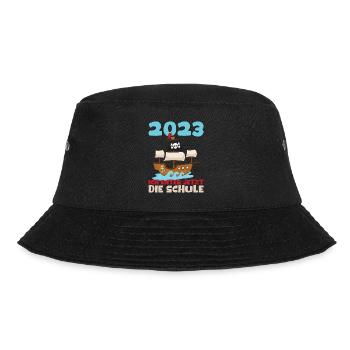 Schulkind 2023 Pirat Einschulung Erstklässler Kind - Bucket Hat - Schwarz - Vorne - Lela (165cm)
