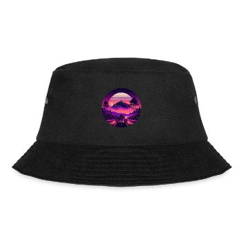 Retrowave Synthwave 80s Design - Bucket Hat - Schwarz - Vorne - Lela (165cm)