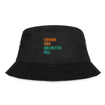 Ehemann Papa Grillmeister - Bucket Hat - Schwarz - Vorne - Lela (165cm)