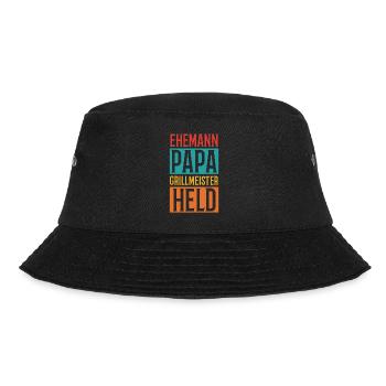 Ehemann Papa Grillmeister - Bucket Hat - Schwarz - Vorne - Lela (165cm)