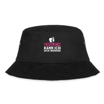Endlich Kann Ich Dick Werden - Braut JGA - Bucket Hat - Schwarz - Vorne - Lela (165cm)