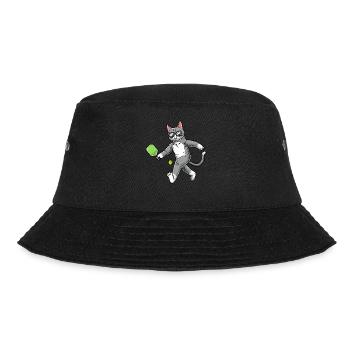 Katze Spielt Pickleball - Bucket Hat - Schwarz - Vorne - Lela (165cm)