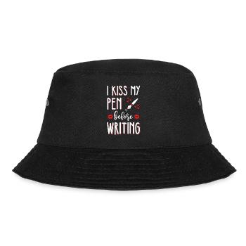 Ich küsse meinen Stift, bevor ich schreibe - - Bucket Hat - Schwarz - Vorne - Lela (165cm)