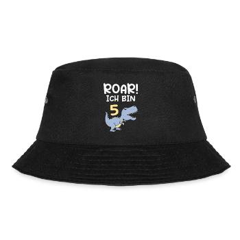 Dino 5 Jahre 5. Geburtstag Junge 5 Jahre - Bucket Hat - Schwarz - Vorne - Lela (165cm)