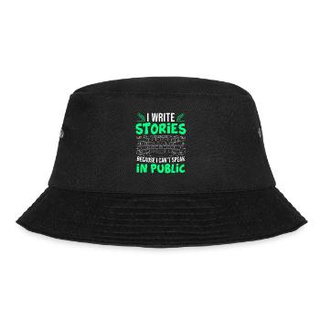 Ich schreibe Geschichten, weil ich nicht sprechen - Bucket Hat - Schwarz - Vorne - Lela (165cm)