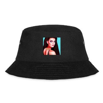 Retrowave Synthwave 80s Character Design - Bucket Hat - Schwarz - Vorne - Lela (165cm)