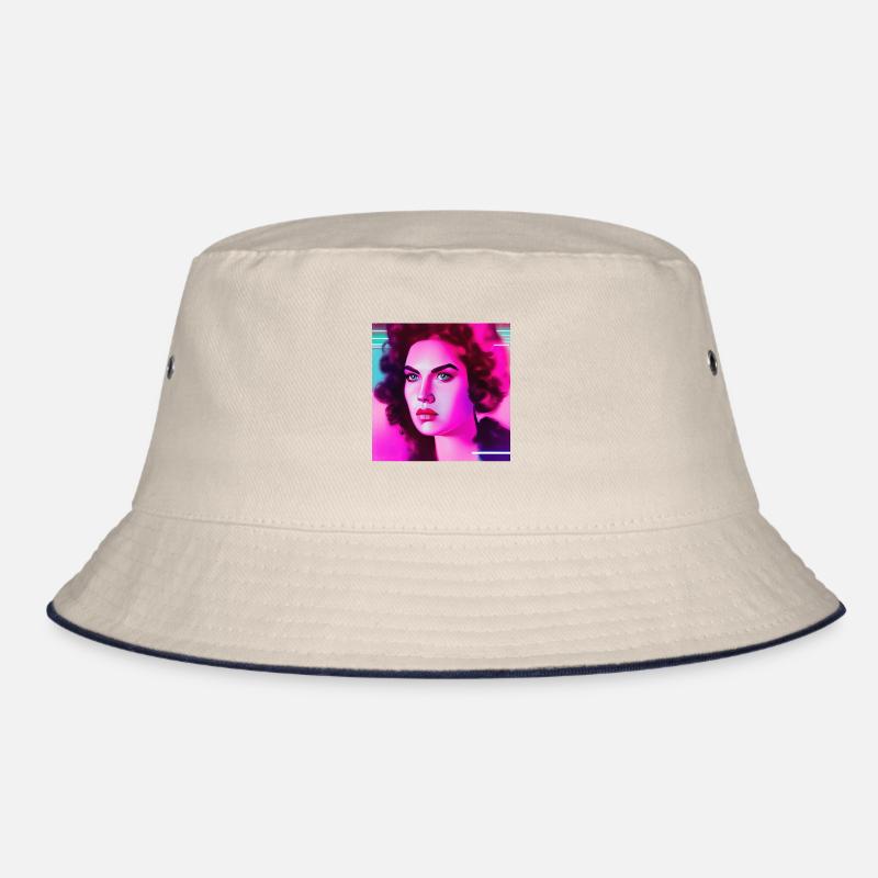 Retrowave Synthwave 80s Character Design Bucket Hat