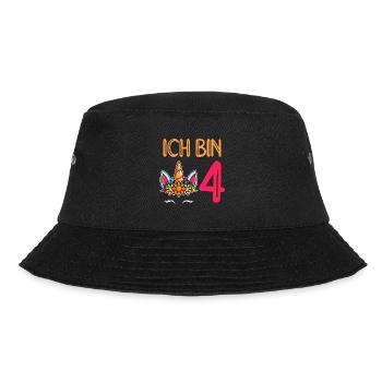 4. Geburtstag Mädchen 4 Jahre - Bucket Hat - Schwarz - Vorne - Lela (165cm)