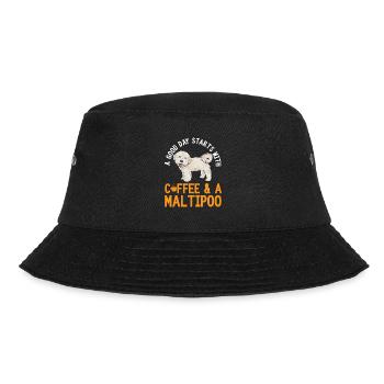 Maltipoo Hund - Bucket Hat - Schwarz - Vorne - Lela (165cm)