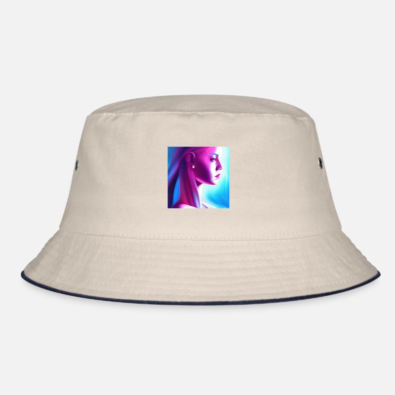Retrowave Synthwave 80s Character Design Bucket Hat
