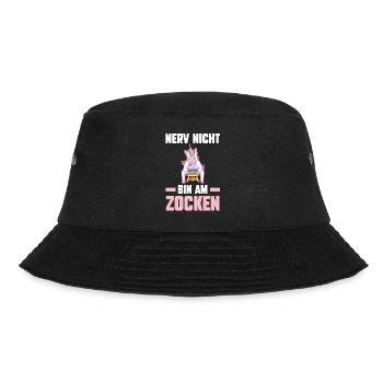 Nerv Nicht Bin Am Zocken Einhorn Gamer - Bucket Hat - Schwarz - Vorne - Lela (165cm)