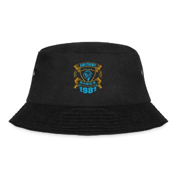 Awesome since 1981. Angel, Angler Geburtstag - Bucket Hat - Schwarz - Vorne - Lela (165cm)