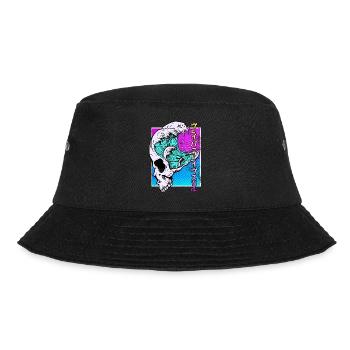 Skull Vaporwave Synthwave - Bucket Hat - black - Front - Lela (165cm)