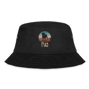 Vintage Retro Mops Möpse Hund Liebhaber - Bucket Hat - Schwarz - Vorne - Lela (165cm)