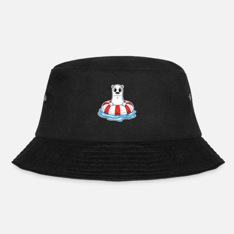 Eisbär Motiv - Bucket Hat - Schwarz