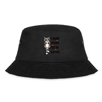 Raccoon Need Hugs Ironisches Sprichwort, süßes - Bucket Hat - Schwarz - Vorne - Lela (165cm)