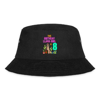 Llama Girl 8th Birthday Party Alpaca - Bucket Hat - black - Front - Lela (165cm)