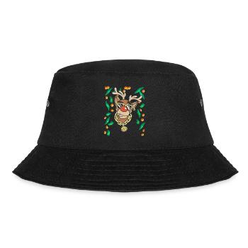 reich Gangster Hiphop Rap Rentier Weihnachten - Bucket Hat - Schwarz - Vorne - Lela (165cm)
