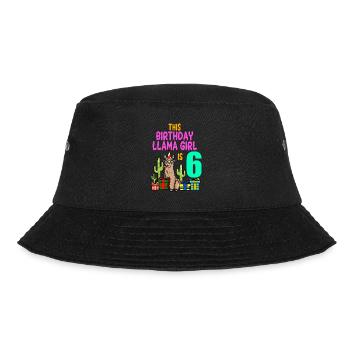 Llama Girl 6th Birthday Party Alpaca - Bucket Hat - black - Front - Lela (165cm)