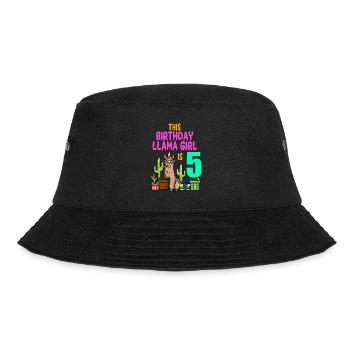 Llama Girl 5th Birthday Party Alpaca - Bucket Hat - black - Front - Lela (165cm)
