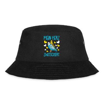 Wellensittich Nymphensittich Papagei Vogelkäfig - Bucket Hat - Schwarz - Vorne - Lela (165cm)