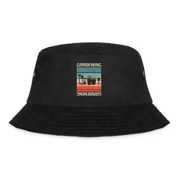 Retro Vintager klassischer im Garten arbeitender Garten-Gärtner - Bucket Hat - Schwarz - Vorne - Lela (165cm)