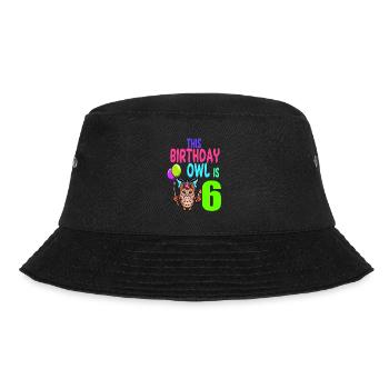 Eule Geburtstag Kinder Mädchen 6. Geburtstag Eulenliebhaber - Bucket Hat - Schwarz - Vorne - Lela (165cm)