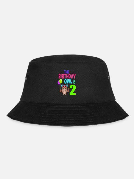 Owl Birthday Kids Girls 2nd Birthday Owl Lovers - Bucket Hat - black