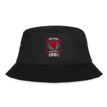 Awesome since 1981. Angel, Angler Geburtstag - Bucket Hat - Schwarz - Vorne - Lela (165cm)