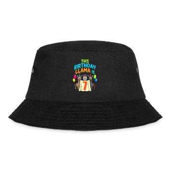 Llama Girl 7th Birthday Party Alpaca - Bucket Hat - black - Front - Lela (165cm)