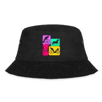 Kutsche Pferdekutsche retro Kutscher - Bucket Hat - Schwarz - Vorne - Lela (165cm)