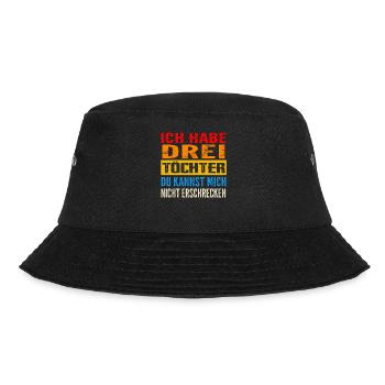 Papa 3 Töchter Vater Geschenk - Bucket Hat - Schwarz - Vorne - Lela (165cm)