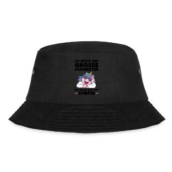 Große Schwester Einhorn Geschwister Geschenk - Bucket Hat - Schwarz - Vorne - Lela (165cm)