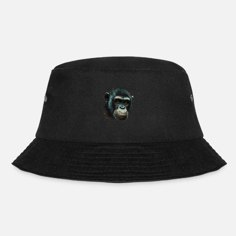 Schimpansen Affe Porträt - Bucket Hat - Schwarz