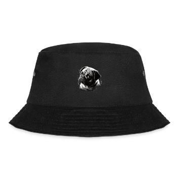 Mops-schablonen-design Weiß Und Schwarz - Bucket Hat - Schwarz - Vorne - Lela (165cm)