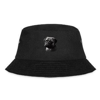 Mops-schablonen-design Weiß Und Schwarz - Bucket Hat - Schwarz - Vorne - Lela (165cm)