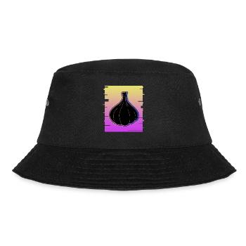 Knoblauch Retro Knobi Knoblauchzehen - Bucket Hat - Schwarz - Vorne - Lela (165cm)