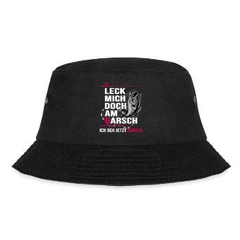 Angler angelt Barsch Angelhaken Angelschein - Bucket Hat - Schwarz - Vorne - Lela (165cm)