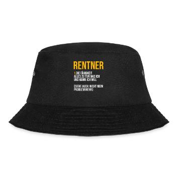 Rentner Ruhestand Pensionierung Geschenk - Bucket Hat - Schwarz - Vorne - Lela (165cm)