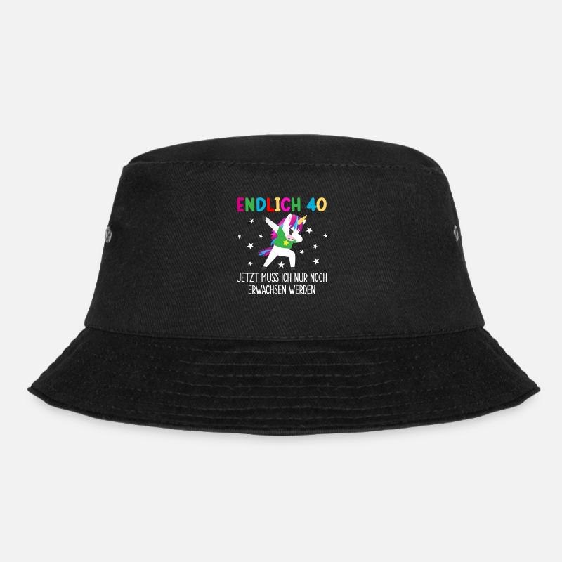 Endlich 40 Jetzt Muss Ich Erwachsen Werden - Bucket Hat - Schwarz