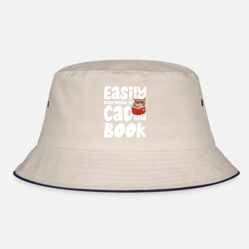 Leicht Durch Katze Und Buch Abgelenkt Bucket Hat