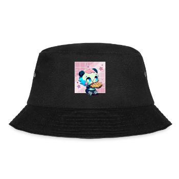 Cute Kawaii Panda Who Eats Waffle Anime Manga - Bucket Hat - black - Front - Lela (165cm)