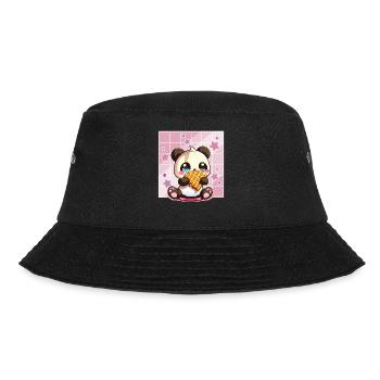 Cute Kawaii Panda Who Eats Waffle Anime Manga - Bucket Hat - black - Front - Lela (165cm)