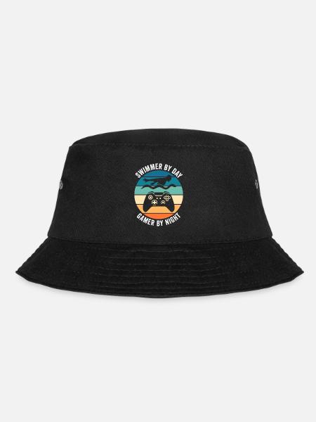 Swimmer By Day Gamer By Night Swimming Funny Swim - Bucket Hat - Schwarz