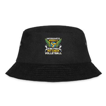 Frau Volleyball Geschenkidee - Bucket Hat - Schwarz - Vorne - Lela (165cm)