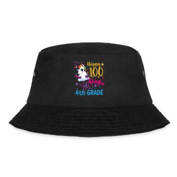 Süßes Einhorn Glückliche 100 Tage der 4. Klasse - Bucket Hat - Schwarz - Vorne - Lela (165cm)