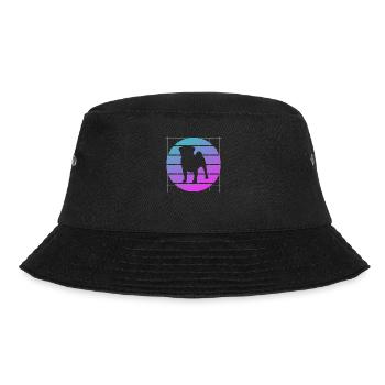 Retro Mops Möpse Hund Liebhaber - Bucket Hat - Schwarz - Vorne - Lela (165cm)