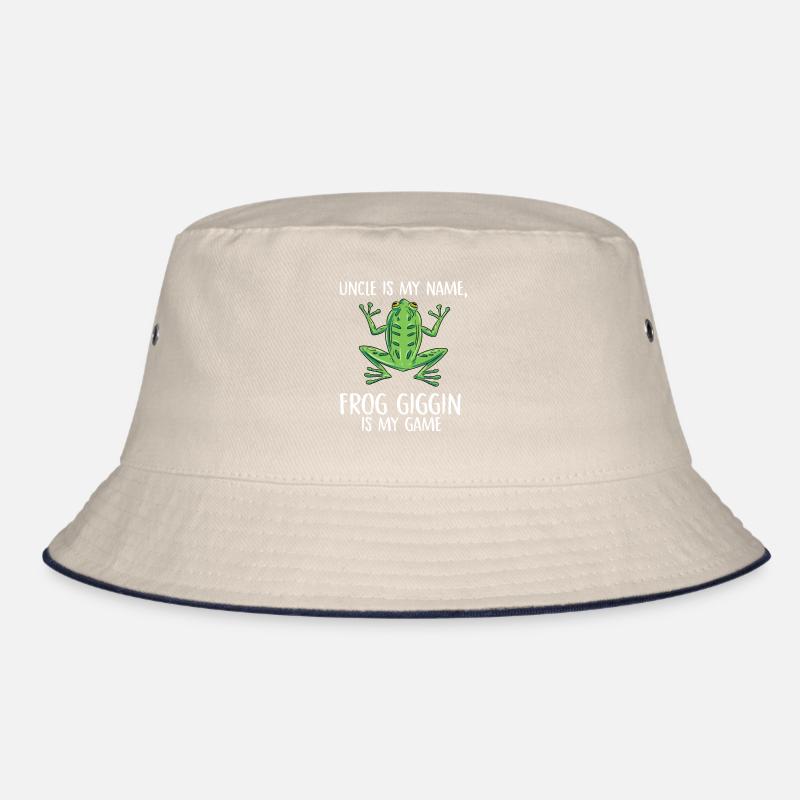 uncle is my name frog gigging is my game Design Bucket Hat