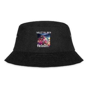 Heiratsantrag für Hochzeit oder Verlobung - - Bucket Hat - Schwarz - Vorne - Lela (165cm)